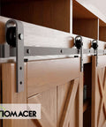 Mini Black Rustic Sliding Barn Door Hardware Kit For Two Doors 24 Inch Flat Track With Classic Rollers Non Bypass System