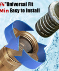 Front view of lead-free brass RV water pressure regulator with filter and 3/4 in GHT connection