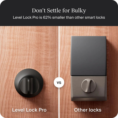 Comparison of Rock Solid Smart Deadbolt With A Fully Hidden Build Flaunting A Sleek Matte Black Finish to bulkier locks.