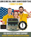 Fast Money Counter Machine With LCD Display And UV MG IR Detection For USD And EUR Counts Bills At 1,500 Per Minute Single Denomination Value Count Advanced Counterfeit Detection Durable Business Grade 1 Year Warranty displayed with US customer support team and warranty badge.
