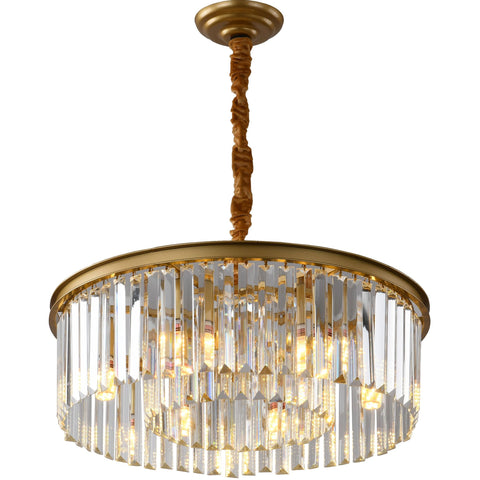 Gold Modern Crystal Chandelier Semi Flush Mount Ceiling Light Fixture 2 Tier K9 Crystal Hanging Pendant Light, gold frame