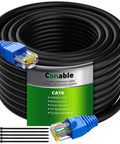 Heavy Duty Cat6 Outdoor Ethernet Cable With UV Resistant Jacket 25 ft coil, connectors, and ties for direct burial