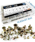 Rivet Nut Tool Kit 830-Piece SAE and Metric Rivet Nut Assortment M3 to M12 With Galvanized Carbon Steel Flat Head Threaded Inserts