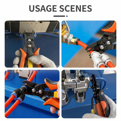 Disconnect Pliers Set For Air Lines, 2-Piece Pneumatic Hose Release Tools For 6-8mm And 10-12mm Push-To-Connect Fittings in use