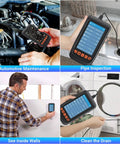 Endoscope Camera with Light and 4.3 Inch IPS Display used in car engine, sink, wall, and laundry drain inspections.