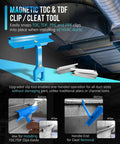 One Hand Magnetic Cleat Clip Tool For HVAC Ductwork TDC TDF PPC PPF Clips with 4 Inch Handle shown in use