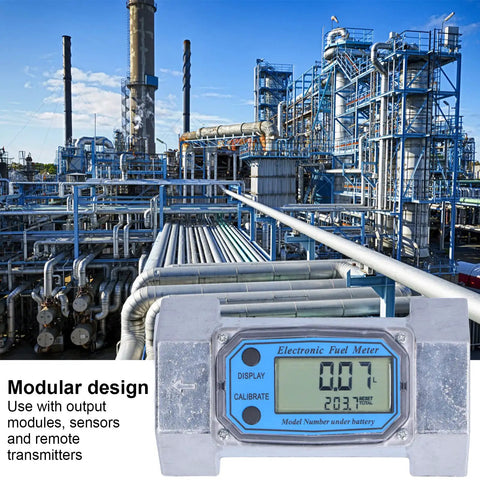 Industrial 2In Turbine Flow Meter With Digital End Turbine Meter For Liquid Fuel Water Gas Oil displayed in industrial setting
