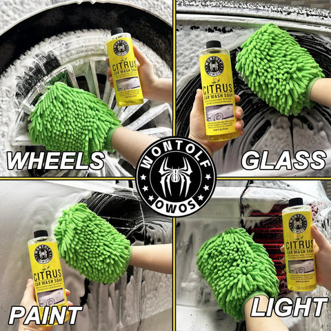Complete All In One Car Wash And Detailing Kit With Soap Interior Cleaner Wheel Cleaner Wheel Brush Drying Towel And More label