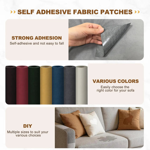 Premium Gray Velvet Fabric Repair Patches Self Adhesive Couch Menders For Sofa Car Seat And Jacket Holes strong adhesion demo