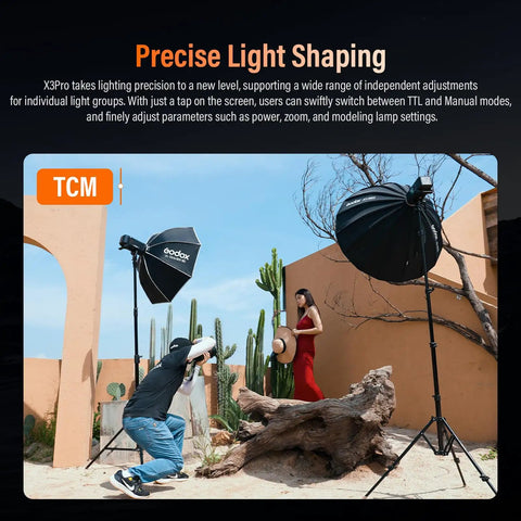 Photographer using X3 Pro C 2026 TTL Flash Trigger For Canon, 2.4GHz Wireless Transmitter setup for outdoor shoot