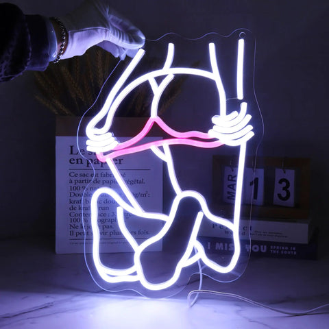 Dimmable Pink Neon Sign For Wall Decor Girls Bedroom LED Light USB Powered Neon Bar Signs For Living Room Party Vibe