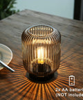 Cordless Glass Table Lamp For Home Decor Dope Look Battery Powered Nightlight With LED Bulb on wooden table
