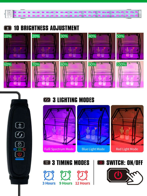 Compact Indoor Mini Greenhouse With 15W Full Spectrum Grow Light, Timer, And Zippered Door For Easy Watering, Ideal Seed Starter Tray And Indoor Outdoor Plants, 24x16x20 Inches, Adjustable Light Height