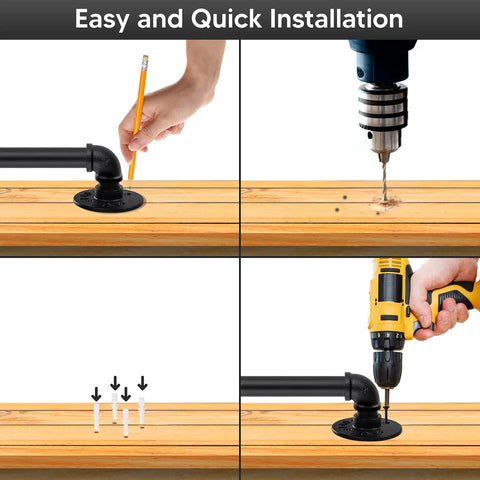 Installation steps for Badass 12 Foot Matte Black Stair Handrail Wall Mount Pipe Style Metal Grab Bar Non Slip Grip.