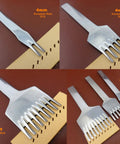 Leather Craft Prong Chisel Set 3 Pack 4mm Angled Hex Flat Head European Style Wavy Stitching Punch Tools for Leather Working