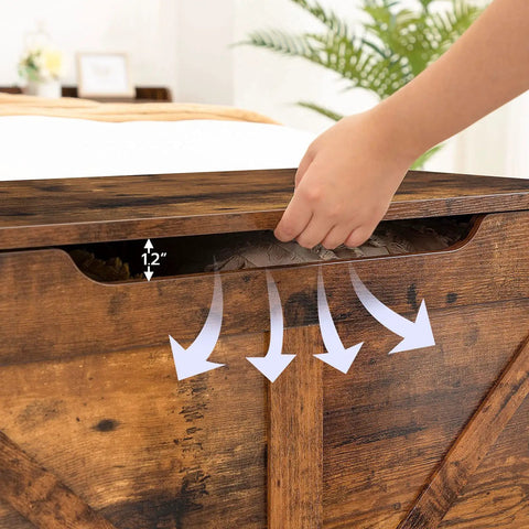 Rock Solid Wooden Storage Bench With Safety Hinge And Cool U Shaped Handles Pretty Slick Heavy Duty Seating Spot For Toys And Throw Blankets Rustic Brown Quick No Sweat Assembly Entryway Organizer