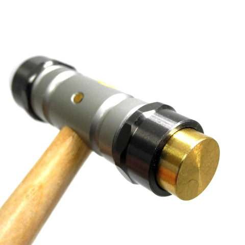 Watchmaker Hammer With Brass And Nylon Ends Bi Material Precision Tool for Delicate Watch Repair, close-up of brass end