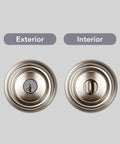Easy Install Entry Door Knob With Keyed Lock And SmartKey Rekey Technology Microban Protection Satin Nickel Finish DIY Friendly For Exterior Or Interior Doors Keyed Entry Security For Your Home Front Door showing exterior and interior sides
