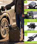 Person using Boss Built Electric Fuel Transfer Pump With Auto Stop Sensor Plus Buzzer Sound And 3.8 Gpm Output for fueling.