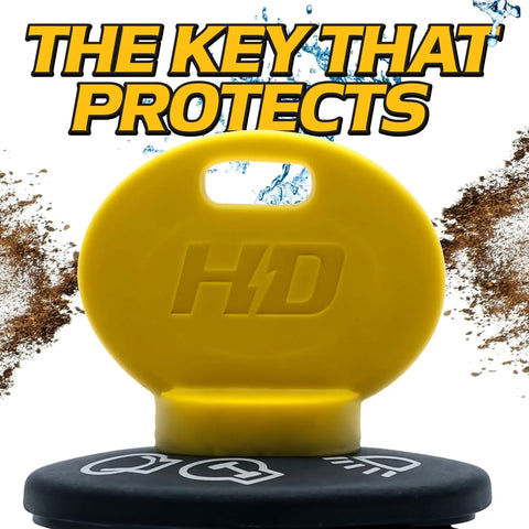 Ignition Key Switch With Protective Umbrella Key Plug And Play Compatible With Craftsman MTD Troy Bilt, HD soft grip key close-up