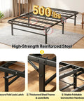 Rock Solid Twin Metal Platform Bed Frame Featuring Heavy Duty Steel Slats And Six Sturdy Legs No Box Spring Required Straight Forward Assembly showing high-strength reinforced steel with a capacity of 500 lbs.