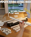 Paintable White Self Adhering Cord Cover Kit With 26 Ft Of Snap On Channels For TV HDMI And Speaker Cables Including Connectors