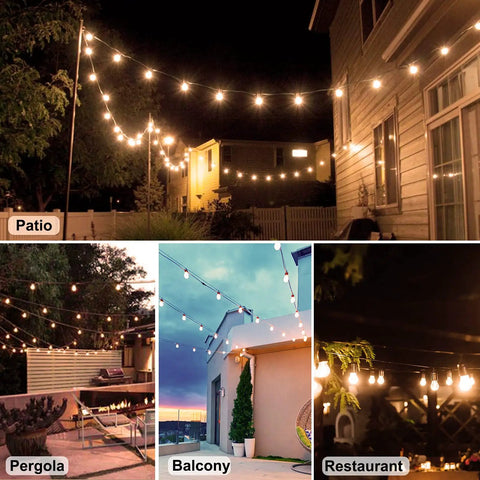 Two Pack 27 Ft Outdoor String Lights S14 LED Warm White IP65 Waterproof Connectable Shatterproof Edison Vintage Patio Decor