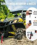 VEVOR 4000 Lb Electric Winch For Atv And Utv Recovery, 12V system, wireless remote control, used for mud recovery.