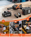 Cordless Impact Wrench 1500 Nm Beast Power with Brushless Motor 20 Volt Max Half Inch Drive, two 4Ah batteries shown