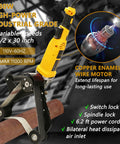 Pro Grade Heavy Hitter Pipe Tube Polisher Sander With 1280W Motor and Six Adjustable Speeds on metal pipe with copper motor features.