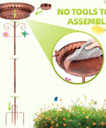 Assembly diagram of Outdoor Metal Bird Bath With Detachable Feeder 40 Inch Tall Standing Copper Bird Bath, weather resistant.