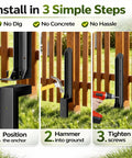 Heavy Duty Fence Post Repair Kit With Steel Ground Spike Anchors To Fix Leaning Or Broken 4x4 And 6x6 Wood Posts No Dig Install Steps