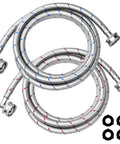 6Ft Stainless Steel Washer Hose With 90 Degree Elbow For All Washers 2 Pack Burst Proof Braided Hoses For Hot And Cold Water Supply