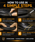 Step-by-step guide for using Heavy Duty Shoe Glue 30 Grams Clear Waterproof Flexible Adhesive for shoe repair.