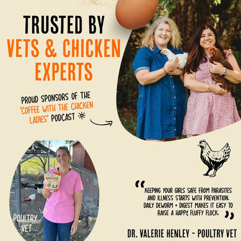 Natural Chicken De-wormer Chili Mix for Healthy Flocks and Happy Eggs. Proudly Made in USA. Flock Armor Protection. 16oz Bag displayed by poultry vet.