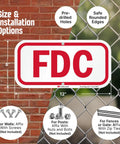 Heavy Duty 6X12 Inch Fire Department Connection FDC Sign With 3M Engineer Grade Reflective Film installed on brick with pre-drilled holes.