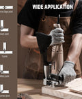 Smooth Operator 8.5 Amp Biscuit Joiner With Knockout 12000 RPM Power Head and Grip Tight Depth Locks in use on wood for precise joints.