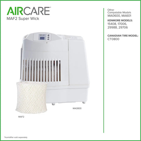 Replacement Wick Humidifier Filter For MA0800 2 Pack Compatible Easy Fit shown beside MA0800 humidifier unit