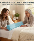 Woman assisting senior with Silent Inflatable Bed Rail For Seniors No Squeak No Wobble Universal Twin To King