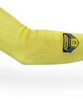 Heavy Duty Eighteen Inch Kevlar Arm Sleeves Featuring Legit A3 Cut Resistant Armor and Heat Proof Double Layer Weave, yellow sleeve view.