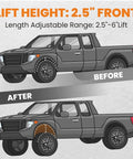 Track Bar Bracket for Dodge Ram 2500 3500 4x4 2003-2008 With 2.5 to 6 Inch Lift Panhard Bar Drop Relocation Kit to Improve Steering, Driveline Geometry, Stability and Handling on lifted trucks. lift height 2.5 in front, before and after truck diagram
