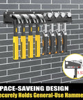 Hammer Holder Wall Mount Organizer For Garage And Workshop Pegboard Compatible Tool Rack with yellow and black handles