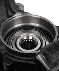 Close-up of Front Right Steering Knuckle And Wheel Bearing Hub Assembly For Hyundai Sonata 2011 2012 2013 That Fits Without Sport Suspension 2.4L 14mm Bolt Hole 27 Splines OE Reference 698464 Replacement Part