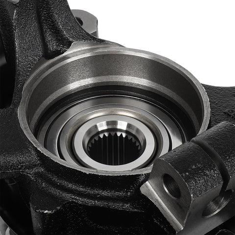 Close-up of Front Right Steering Knuckle And Wheel Bearing Hub Assembly For Hyundai Sonata 2011 2012 2013 That Fits Without Sport Suspension 2.4L 14mm Bolt Hole 27 Splines OE Reference 698464 Replacement Part