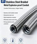 Built Tough Stainless Steel Flexible Conduit For Electrical Wiring And Hassle Free Cable Routing Featuring Heat Resistant Braided Armor designed for explosion-proof protection.