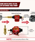 Universal 12 Volt Electric Fuel Pump For Cars And Trucks Straight Plug And Play Design showing installation setup and components.