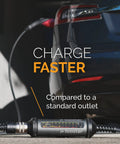 Portable Level 2 Electric Vehicle Charging Adapter Transforms Standard Wall Outlets Into Reliable Home Power Stations Featuring Automatic Power Detection And No Sweat Plug In Convenience connected to an electric vehicle.