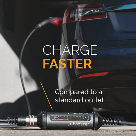 Portable Level 2 Electric Vehicle Charging Adapter Transforms Standard Wall Outlets Into Reliable Home Power Stations Featuring Automatic Power Detection And No Sweat Plug In Convenience connected to an electric vehicle.