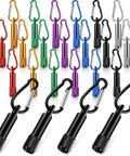 25 Pack Mini Keychain LED Flashlights With Carabiner For Outdoor Summer Use in various colors, shown with carabiners