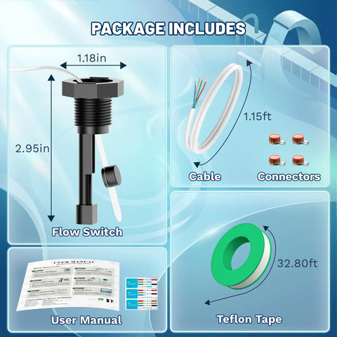 Non OEM Flow Switch Replacement 520736 For IntelliChlor IC15 IC20 IC40 IC60 Salt Chlorinator Systems Compatible With Pentair EasyTouch And IntelliTouch Control Panels No Fuss Easy Install, flow switch kit with cable and connectors